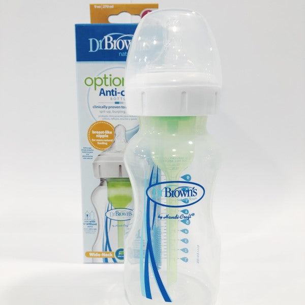 Dr Brown's Options + Wide-Neck Bottle -White/Green